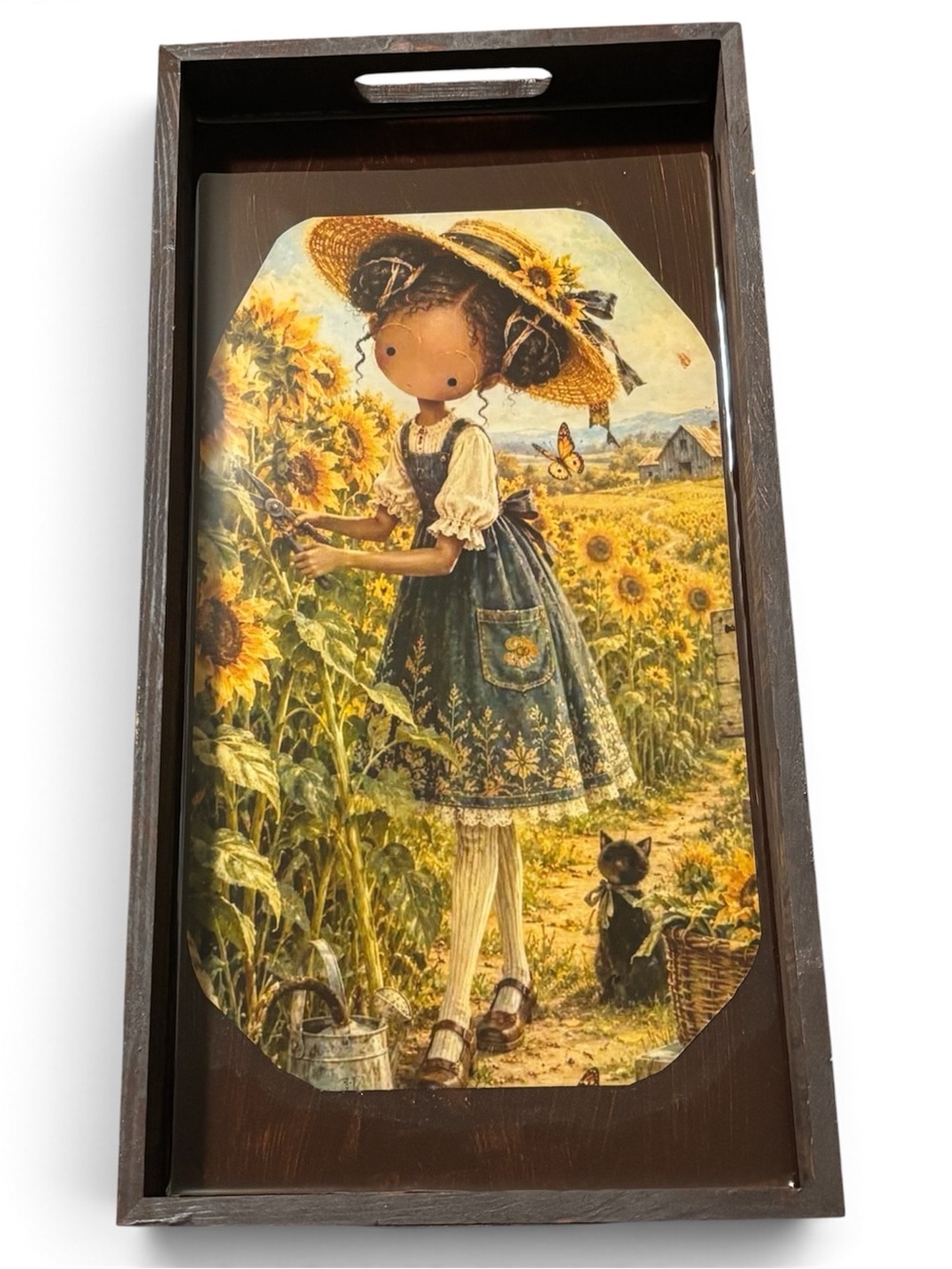 NORE’S NOVELTIES Handcrafted Wood Decorative Serving Tray “TAWNY’S GARDEN”